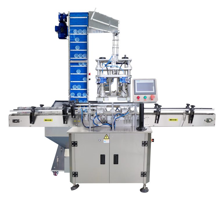 Automatic double head plastic bottle screw capping machine